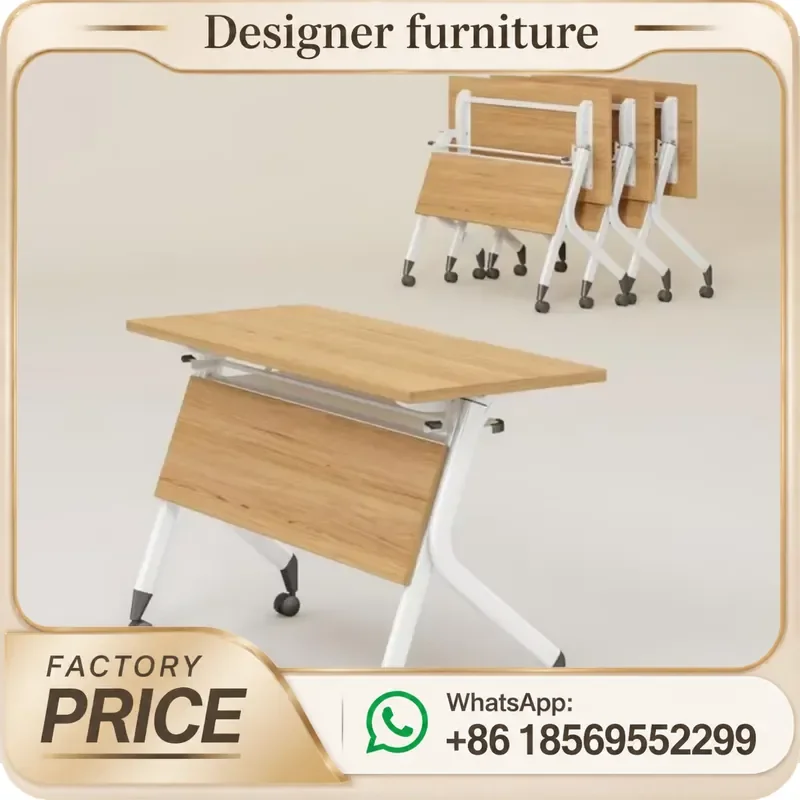 Folding Conference Table Metal Mobile Training Desk For Learning Center Modern Eco Friendly Customizable Meeting Furniture