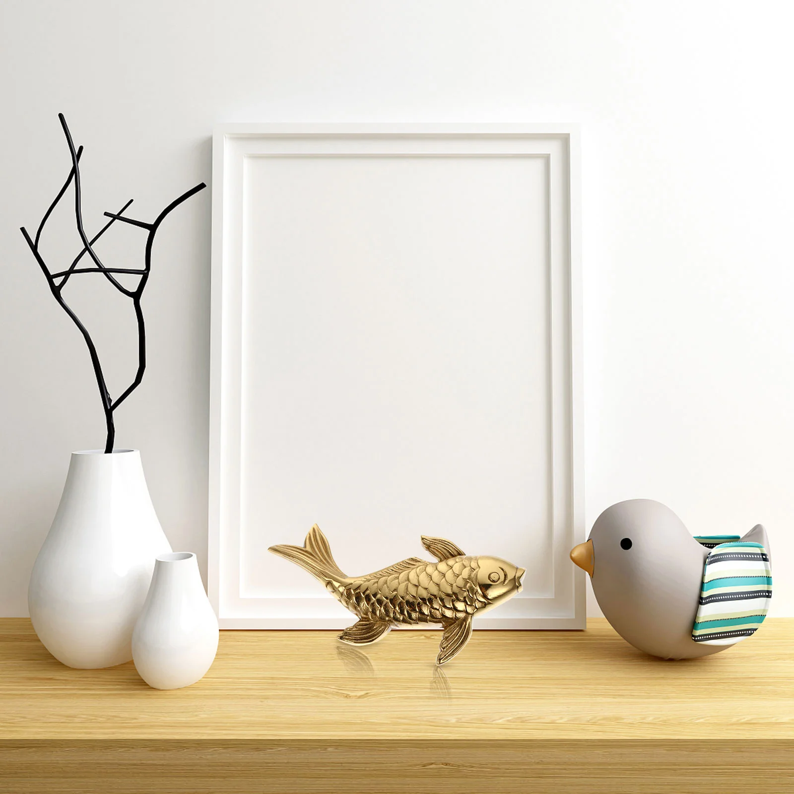 

3pcs Ornaments Brass Desktop Decor Home Adornment Brass Fish Ornament Office Ornament Office Accessory Mini Model