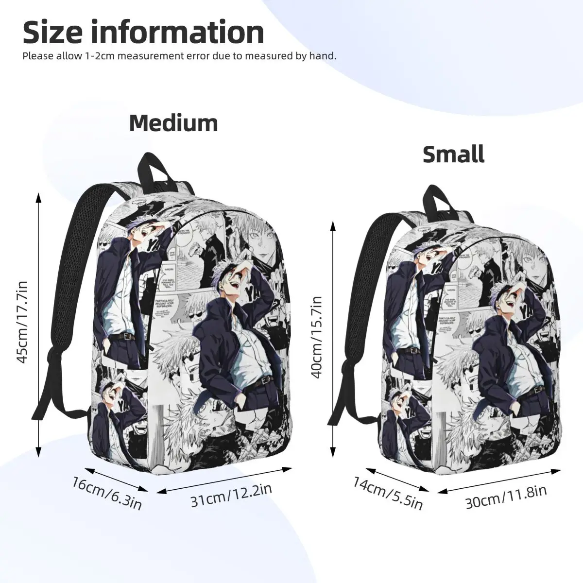 Jujutsu Kaisen Anime Cartoon Backpack Men Women High School Hiking Travel Daypack Satoru Gojo Laptop Computer Canvas Bag Outdoor