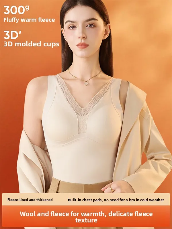 الدانتيل الدافئة حزام سترة المرأة الخريف الشتاء الملابس الداخلية مع وسادة الصدر Sl جميلة با الصدرية قاعدة Svel أعلى