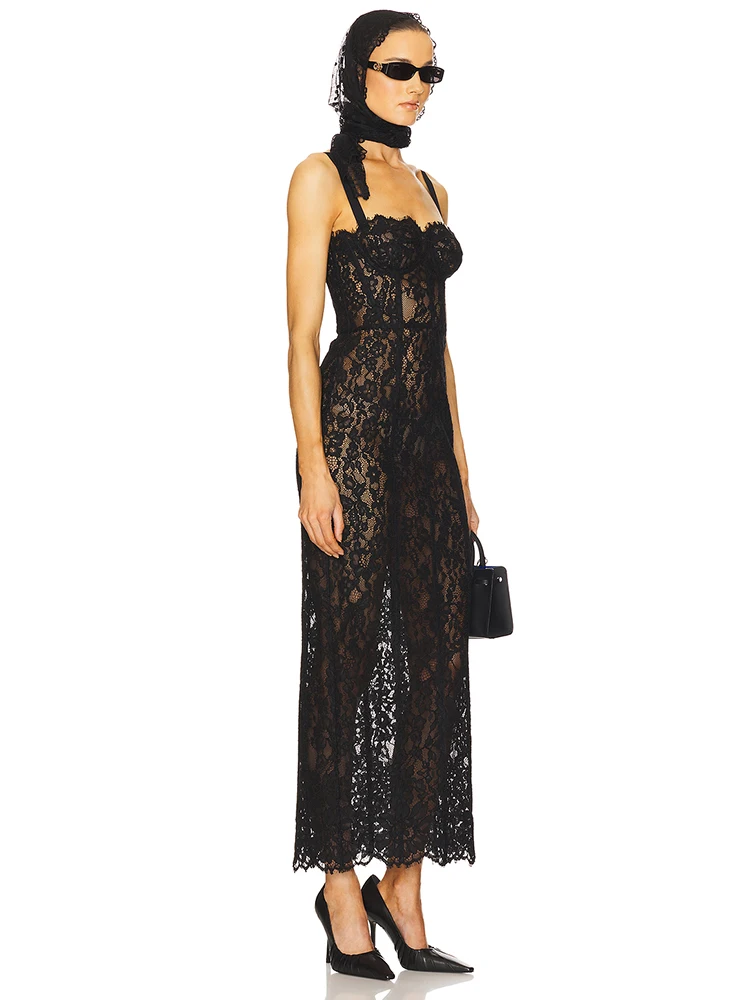 black mesh off the shoulder dress Yasmina main image 1