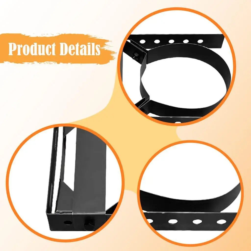 Durable Chimney Pipe Bracket Carbon Steel Adjustable Wall-mounted Pipe Clamp Fireplace Flue Strap Holder for Heating Stoves