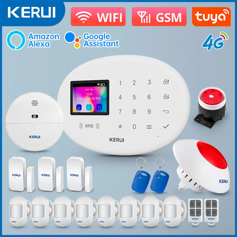 KERUI WIFI 4G + 2G Система домашней безопасности Беспроводная панель домашней сигнализации с батареей Tuya Smart App Дистанционное управление Система охранной сигнализации