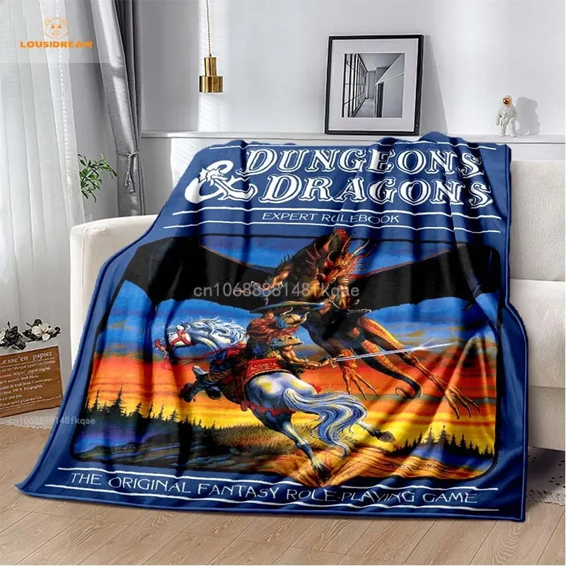 DND D&D Blanket Dragon Throw Blanket Soft Warm Cozy Flannel Vintage Throw for Bedding Decor Bedroom Gifts