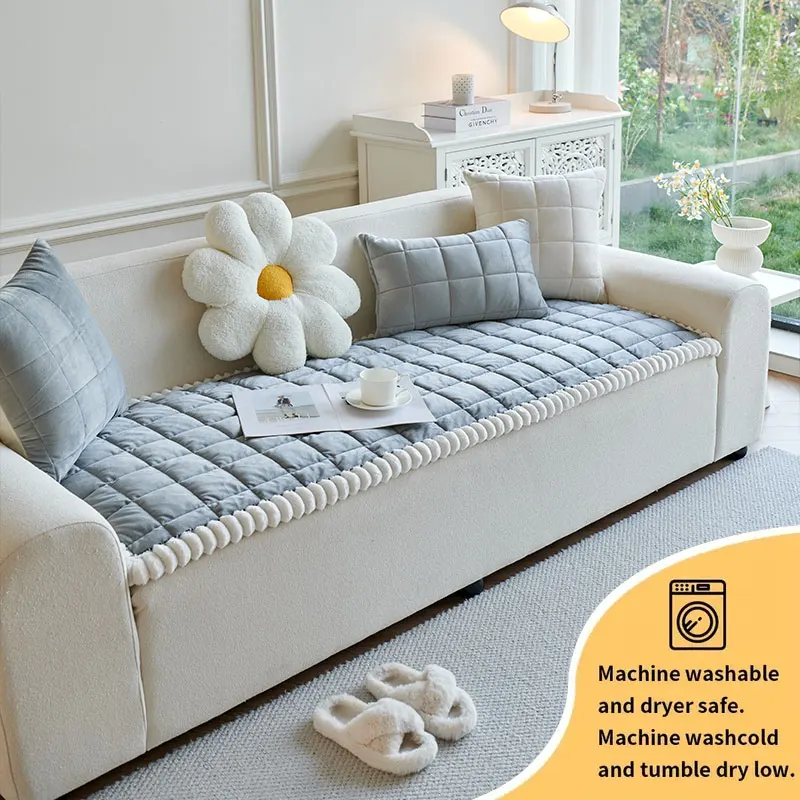 1PC-Contemporary hot selling high-end plaid sofa mat, all season universal sofa mat, living room dustproof sofa mat
