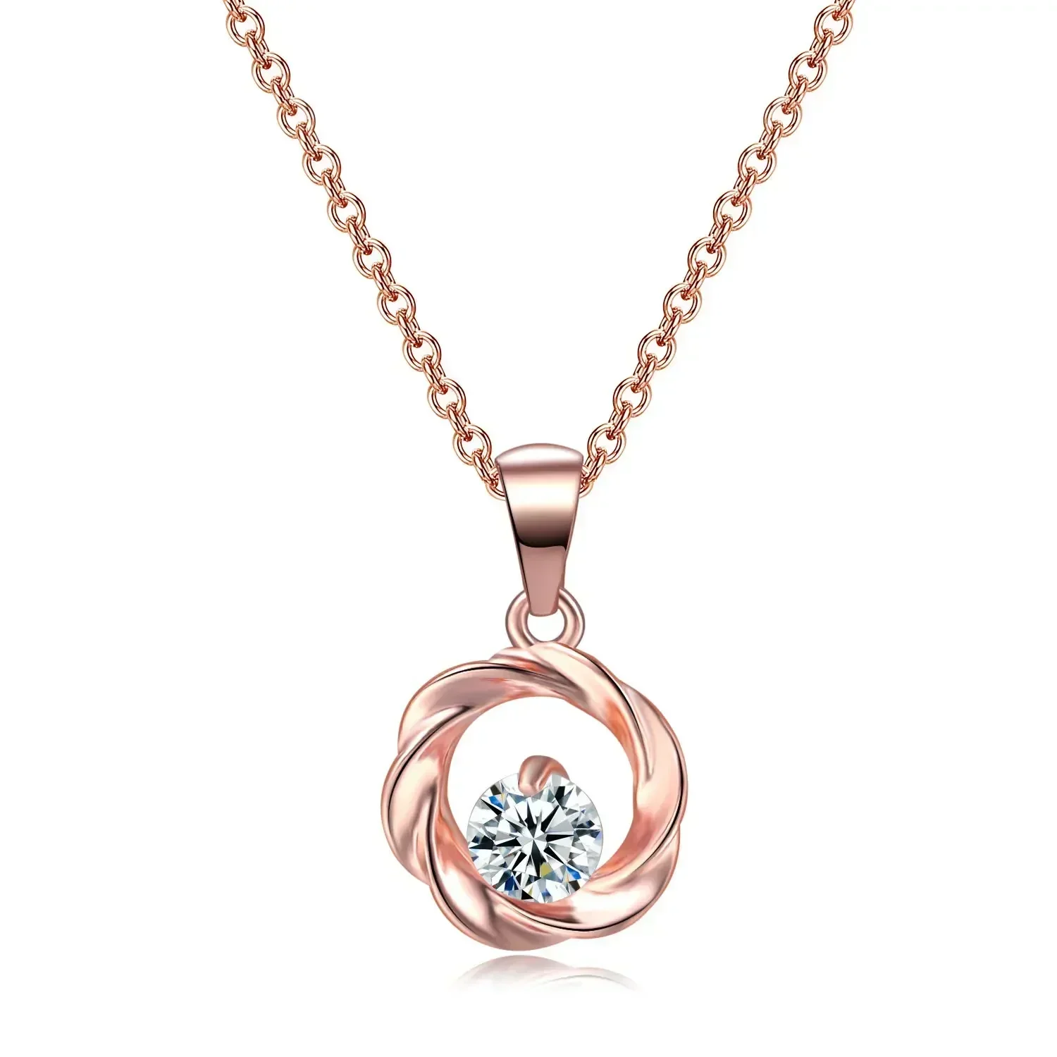 Ins Style Simple Fashion Rose Gold Color Choker for Women Zircon Spiral Collarbone Chain Necklace Pendant Accessories Jewelry