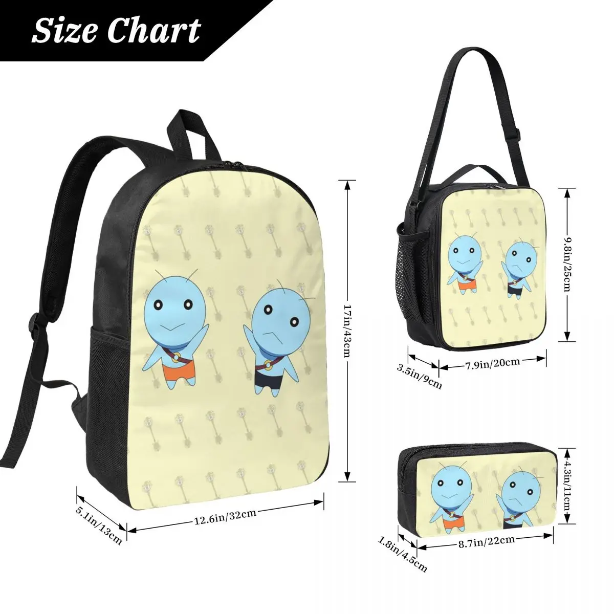 Gemini V Fairy Tail Backpack Boys Girls BookBag School Bag Laptop Shoulder Bags 3ps Insulated Lunch Bag Pencil Case