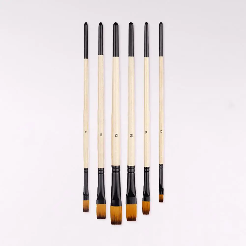 6Pcs/Set  Watercolor Paint Brushes Durable Soft Nylon Bristle Pens Painting Brushes High Tenacity Reusable Paint Brushes
