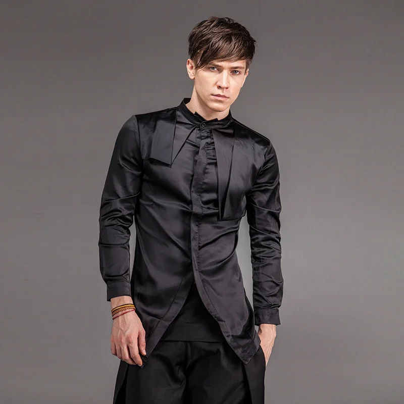 Original design Spring and Autumn shirt High quality silky long sleeve shirt for men