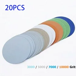 20pcs 4inch Hook&Loop Wet/Dry Sanding Discs 3000 5000 7000 10000 Grit Sandpaper Waterproof Sand Paper Grinding Accessories