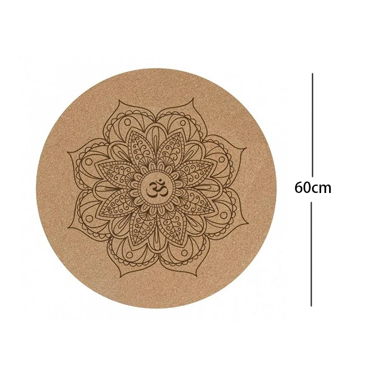 Natural Color Datura flowers Eco Friendly Large Anti-slip Custom Design Sustainable Fitness Cork Round Meditation Yoga Mat