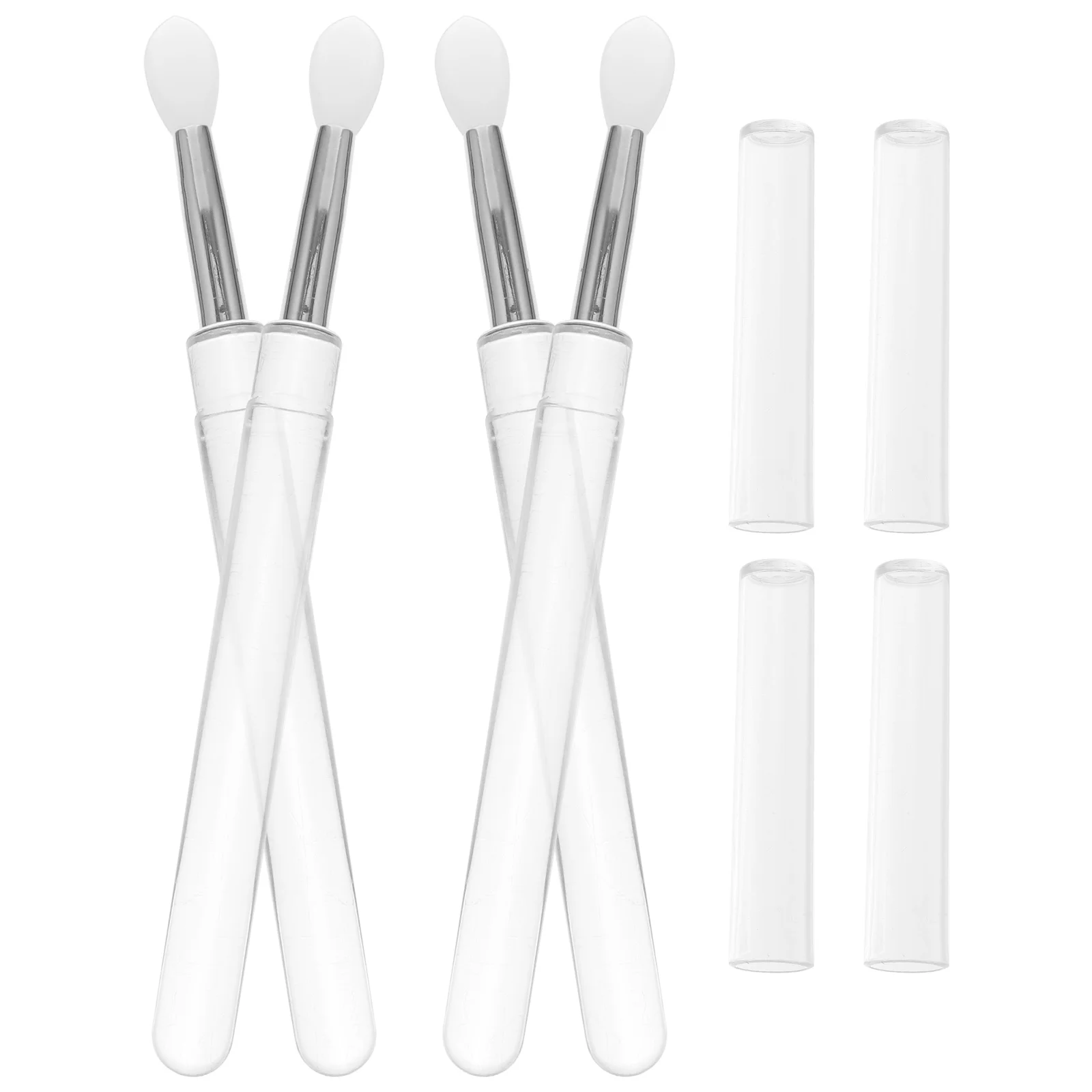 Lot de 4 applicateurs portables en silicone anti-poussière pour rouge à lèvres, baume, fard à paupières, outil de maquillage avec couvercle, respectueux de la peau et de précision