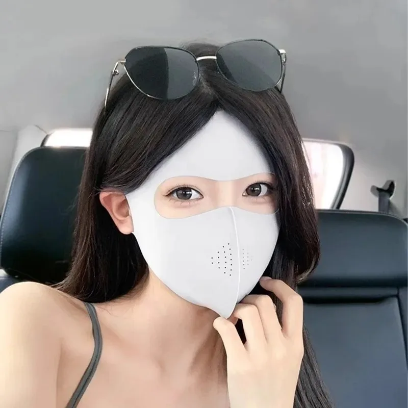 Women Full Face UV Protection Mask Summer Ice Silk Mask Anti-UV Sun Protection Adjustable Breathable Running Sport Mask Scarf