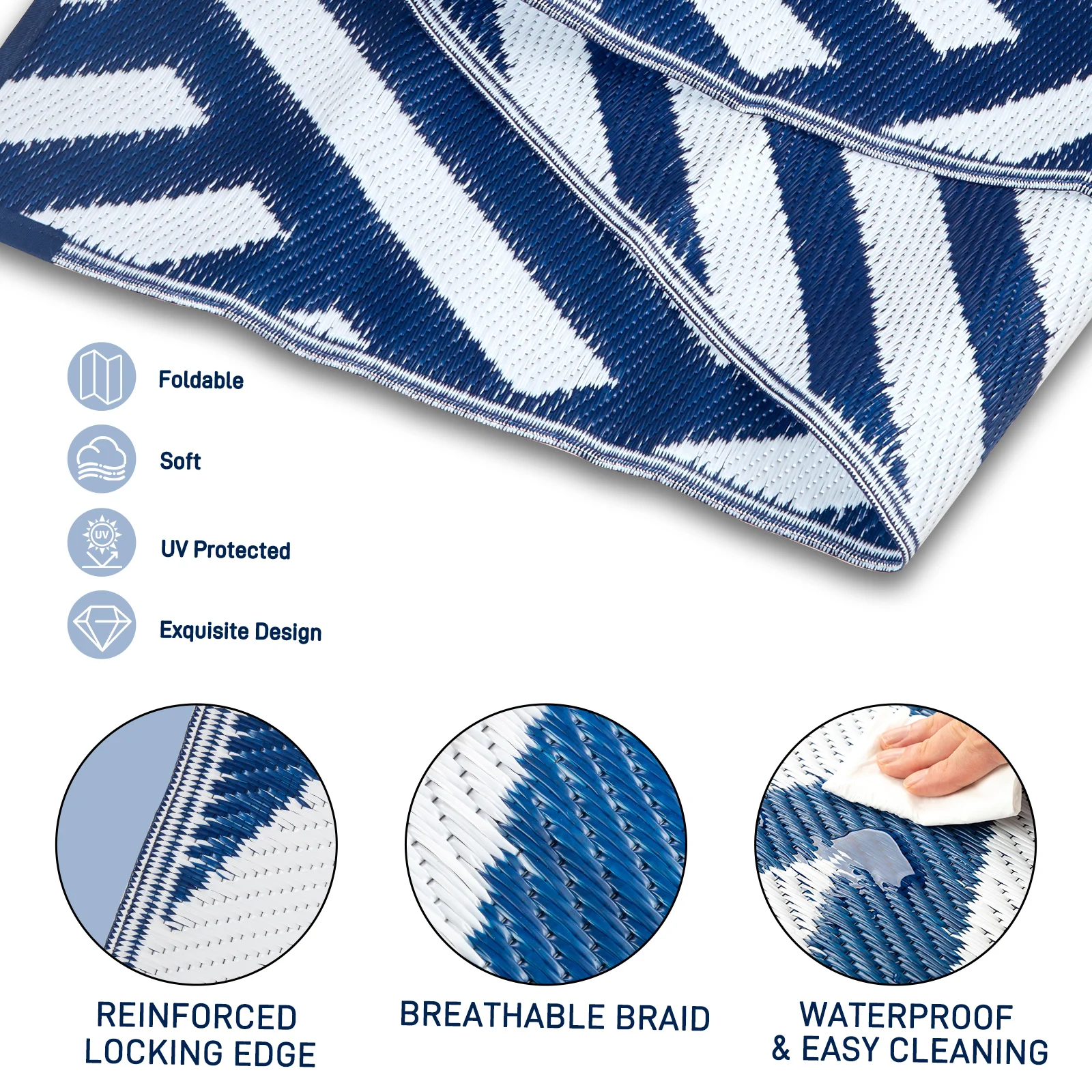 Outdoor Rug for Patio Clearance,Waterproof Mat,Reversible Mats, Plastic Straw Rug, Modern Area Rug for RV, Patio, Backyard