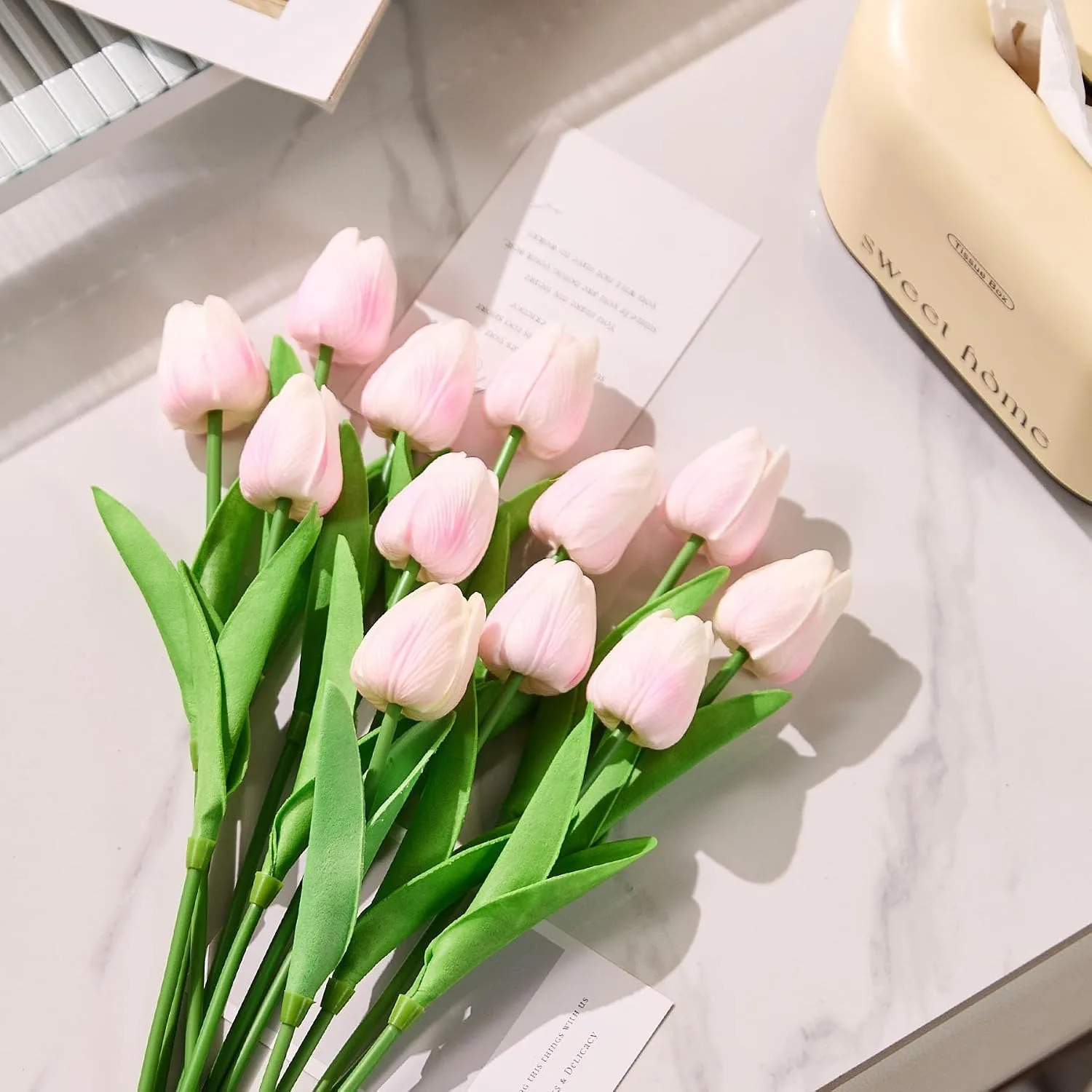 5/10 Stück künstliche Tulpenblumen, 33 cm, künstliche Blumen für Zuhause, Innendekoration, Hochzeit, Brautdekoration, DIY-Vasenzubehör – Detail 2