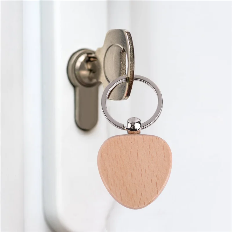 

EDT-30Pcs Blank Heart-Shaped Wooden Key Chain DIY Wood Keychains Key Tags DIY Gift