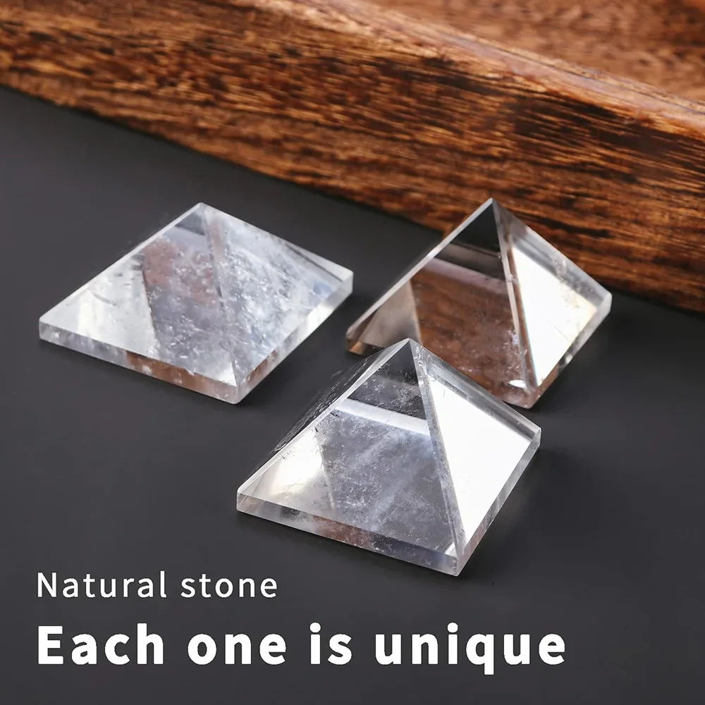 3cm Natural Clear Quartz Crystal Pyramid Feng Shui Energy Generator Tower Paperweight Photography Props Home Decor