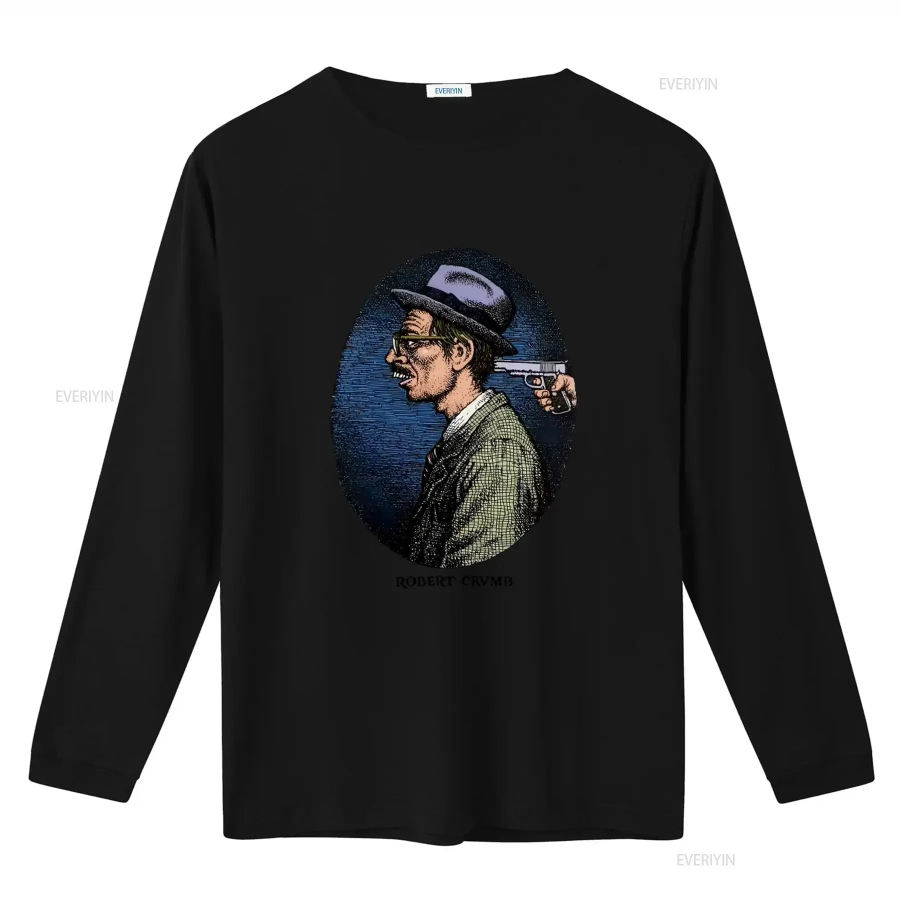 Robert Crumb Gun Self Portrait T Shirt Retro Underground Comix Style vintage Washed Casual graphic designer clothes Comfortable