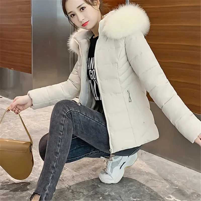 Hooded Parkas for Women Autumn Winter 2023 New Korean Fashion Thicken Warm Puffer Jackets Ladies Solid Casual Coats