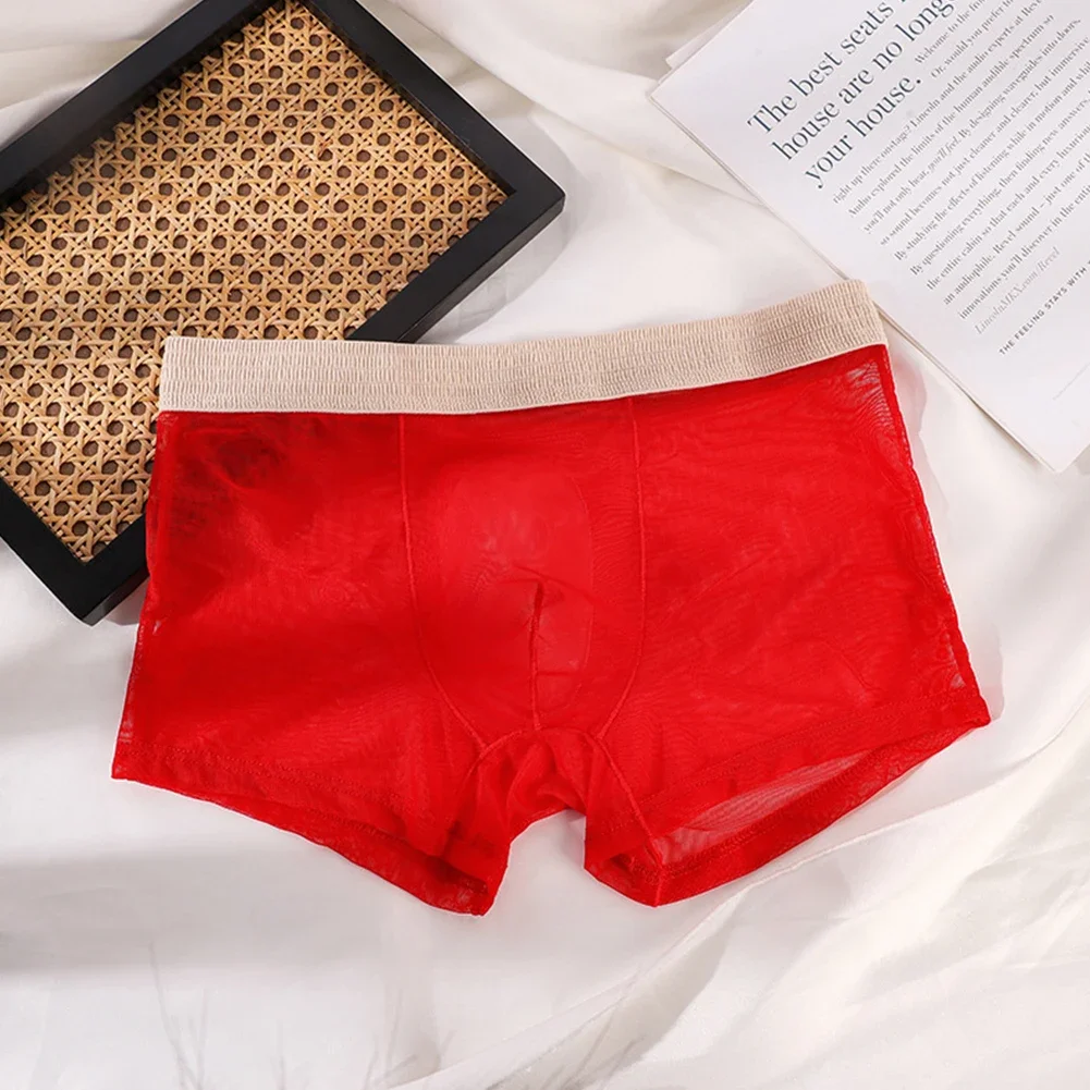 

For Daily Wear Breathable Trunks Mens Boxer Briefs Everyday Use Solid Color Ultra-thin Fabric Men's Underpants