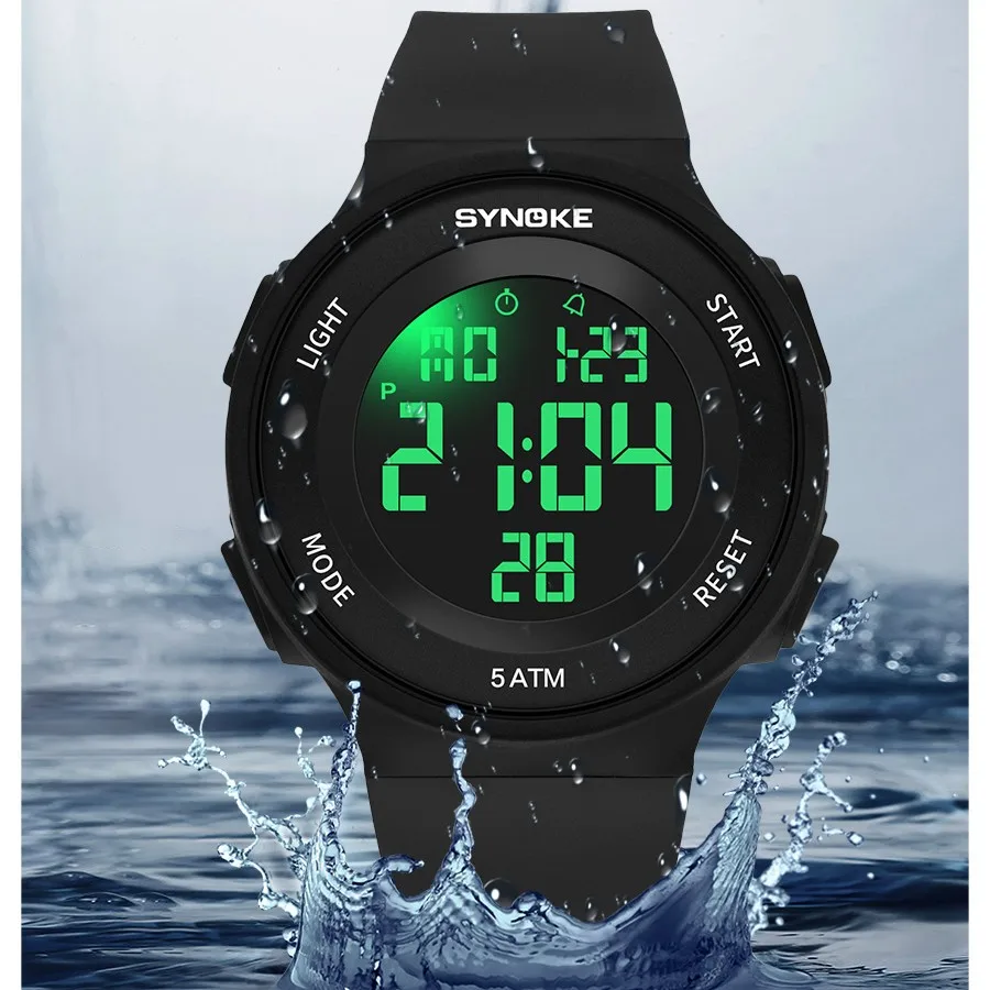 SYNOKE Electronic Watch Unisex Sport Watch Multifunction Military Sports Waterproof Luminous LED Digital Men Big Dial Student