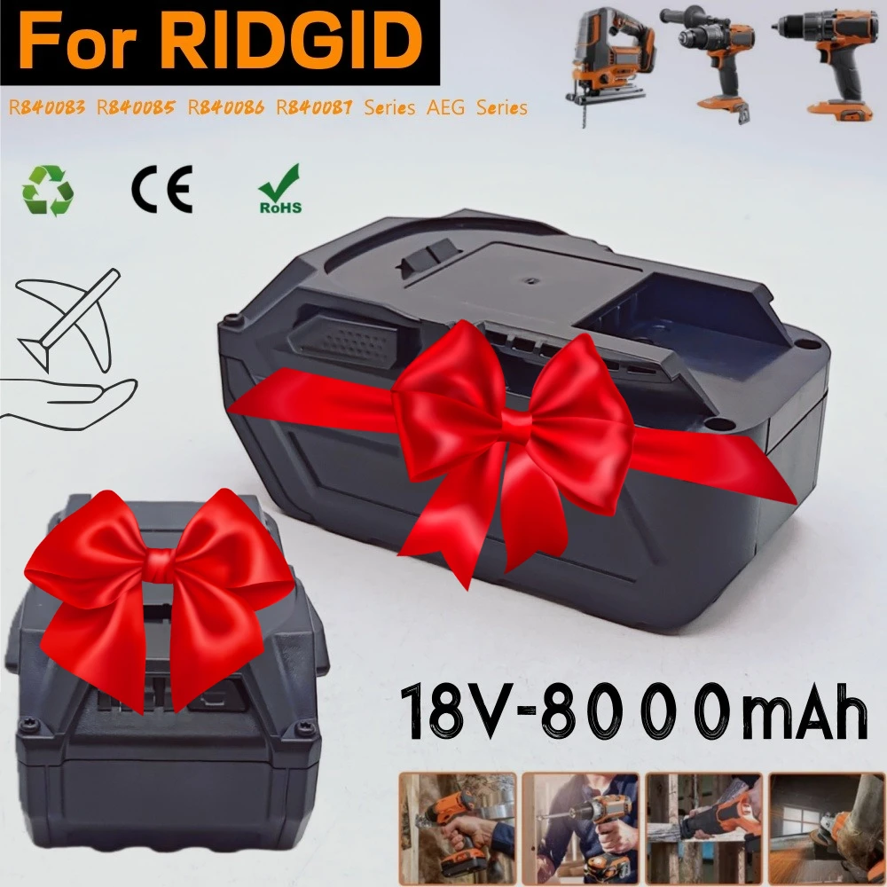 

НОВЫЙ R840087 AC840087P 8000 мАч для литиевой батареи Ridgid 18 В R840083 R840085 R840086 AC840085 AC840086 AC840089 Аккумуляторная дрель