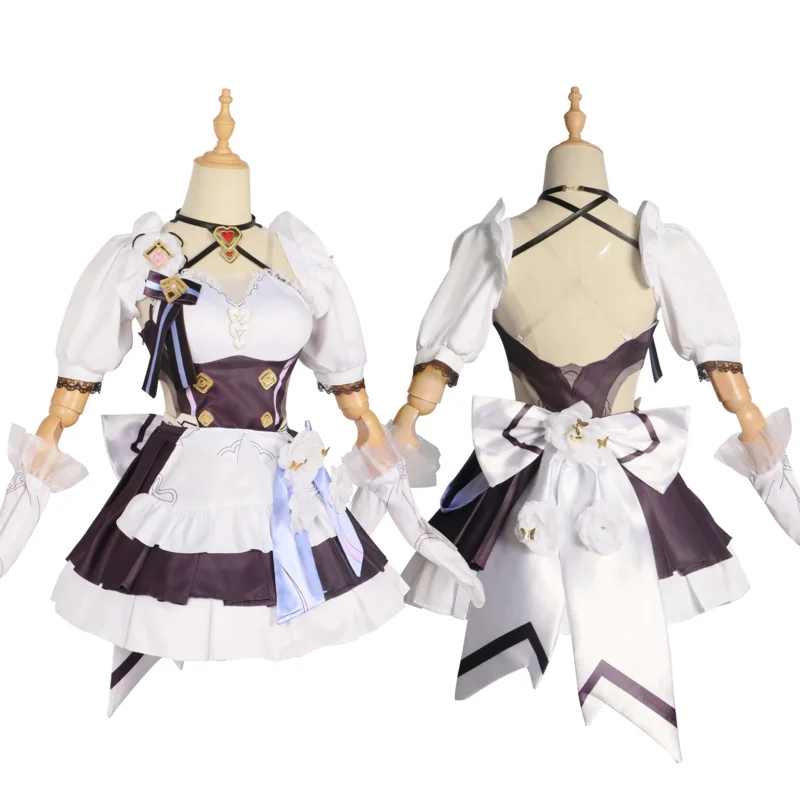 Elysia Honkai Impact 3e Cosplay Meid Outfit Spel Anime Miss Roze Elf Jurk Schoenen Pruik Cosplay Kostuum