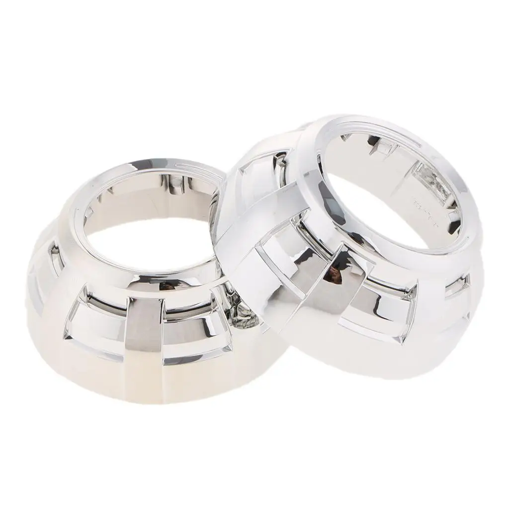 

Pair 3 inch LED Projector Chrome Shroud Cover Mask HID Lens for