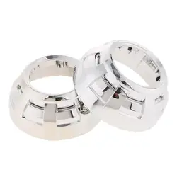 Pair 3 inch LED Projector Chrome Shroud Cover Mask HID Lens for