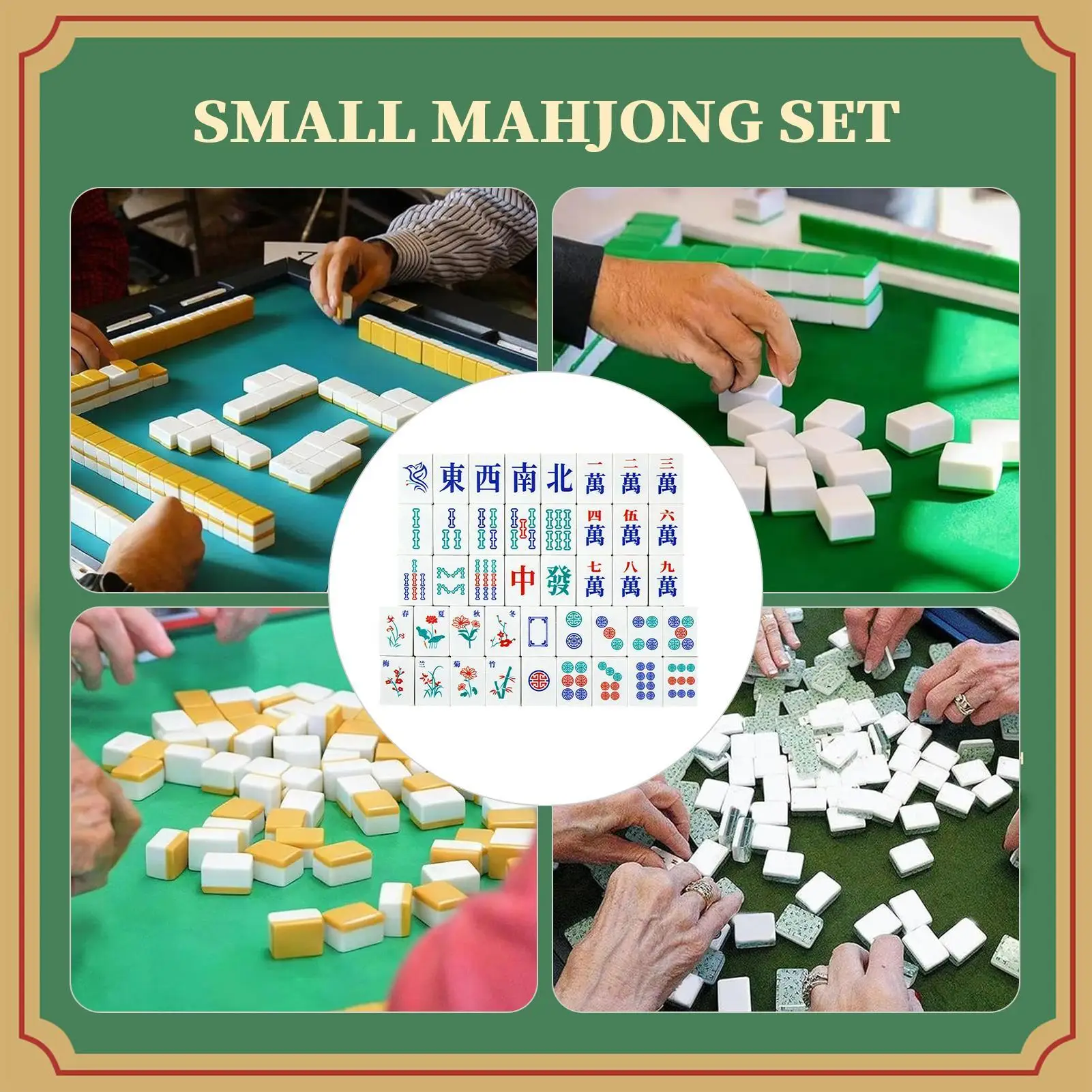 

Mini Mahjong Set Traditional Portable Mah Jongg Game Travel Complete Mahjong Set for Women Men Beginners Party Outdoor Camping
