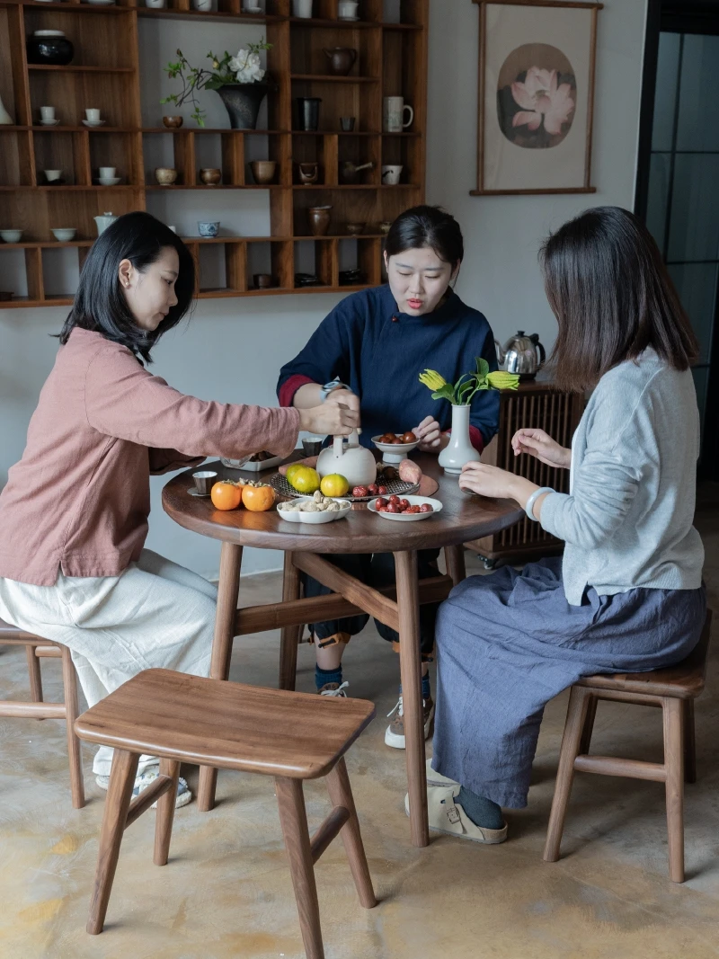 stove tea table with black walnut solid wood, new Chinese style outdoor carbon grilling and tea brewing, family balcony