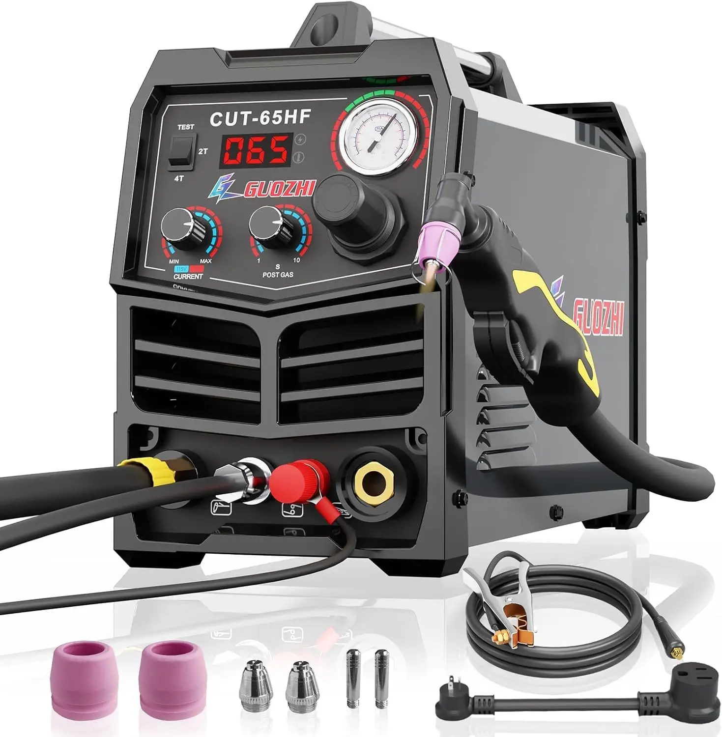 

Plasma Cutter 65Amp Non-Touch Pilot Arc Plasma Cutter, Dual Voltage 110V/220V LCD Display IGBT Inverter Cutting Machine