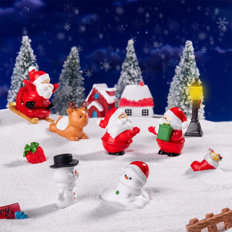 Cute Snowman Santa Claus Ornament Christmas Decoration Creative DIY Desktop Small Ornament Miniature Figurines Xmas Gifts