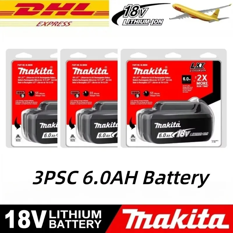 6Ah 100% Original Makita 18V Akku BL1860B Wiederaufladbarer Lithium-Ionen-Akku für Makita 18V Elektrowerkzeuge Ersatzakku