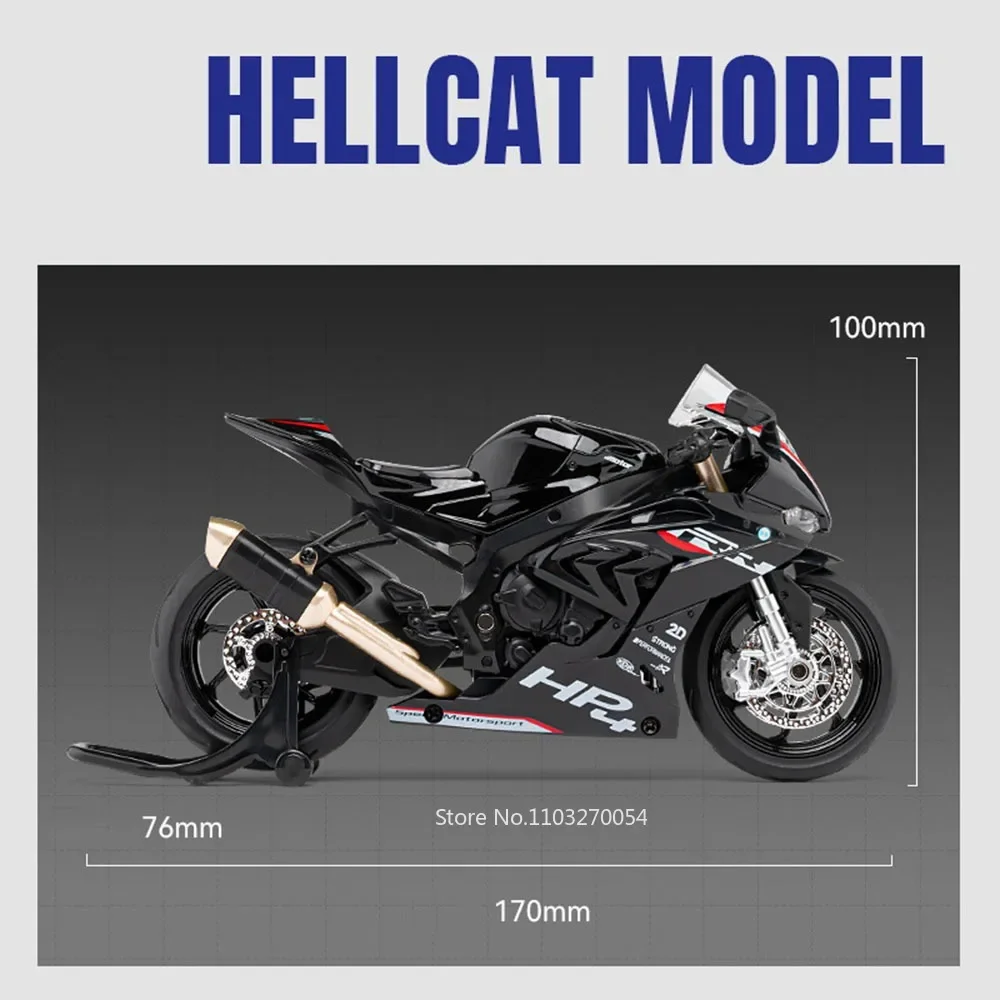 1:12 Alloy HP4 Motorcycle Model Toys Metal Car Front Wheel Steering Sound Light Shock Absorption Motor for Boy Birthday Gifts