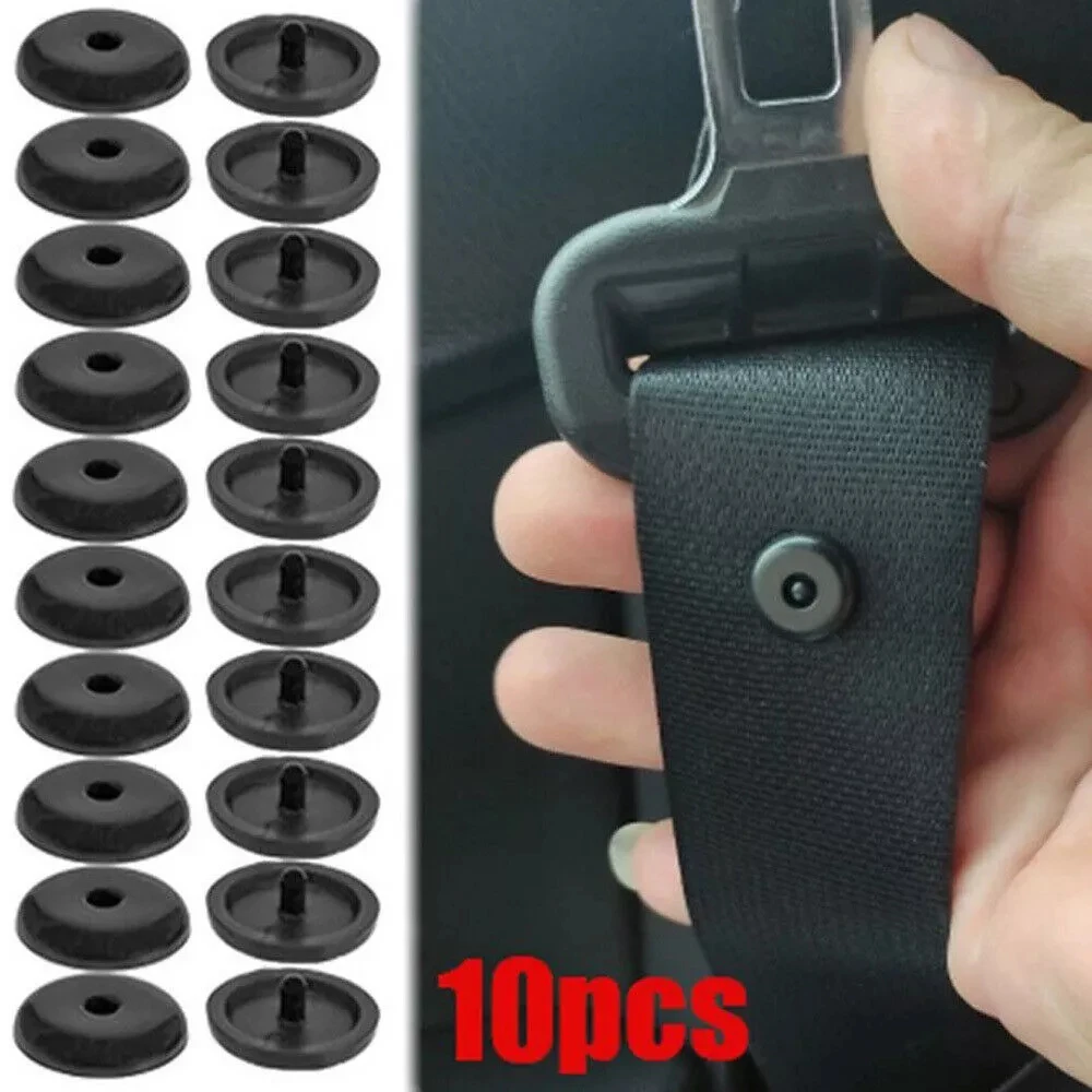 

Car Seat Belt Stop Button Safety Stopper Spacing Limit Buckle Clip Retainer Removable Black Plastic Universal Auto Accessories