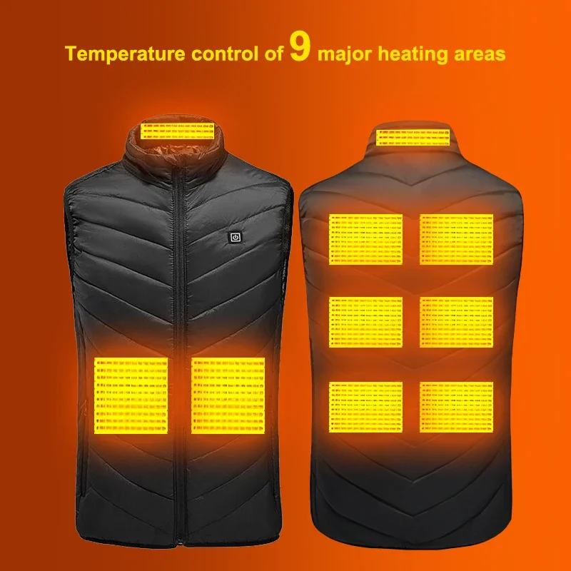 X-TIGER 9/2 Places Heated Jacket Men Women USB Electric Thermal Warm Hunting Coat Winter Outdoor Camping Hiking Heated Vest