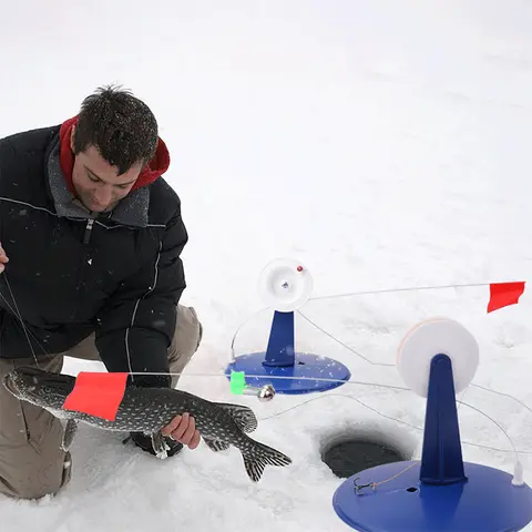 ชุดอุปกรณ์ตกปลาน้ำแข็งแบบพกพาพร้อมธงสำหรับฤดูหนาว; ชุดตกปลาน้ำแข็งแบบหนัก