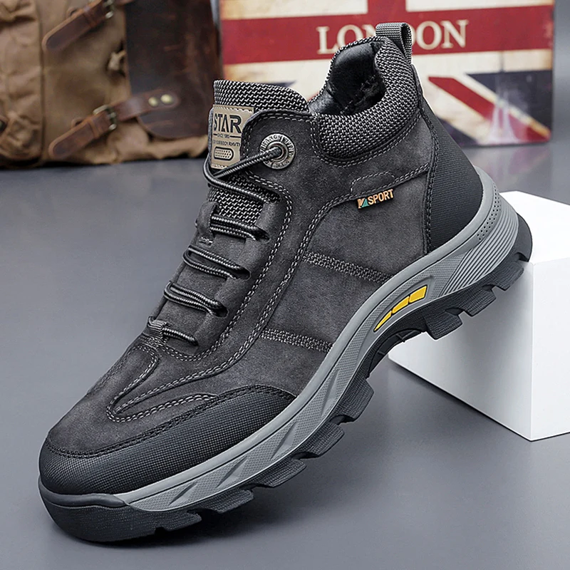 

Big Yellow Boots High-Top Boots: Autumn Men's Genuine Leather Shoes, 2024 New Inner Height-Increasing Stylish Thickened Sole Wor