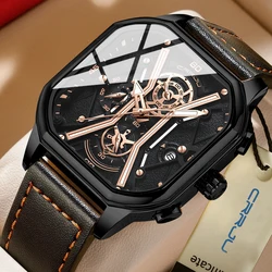 CRRJU Luxury Man Watch High Quality Waterproof Chronograph Luminous Men's Wristwatch Leather Men Quartz Watches Casual Clock