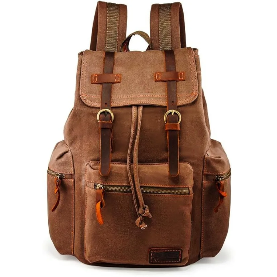 

Vintage Canvas Backpack, Casual Daypack Backpacks for Men Women, 15inch Laptop Bag Travel Hiking Camping Rucksack