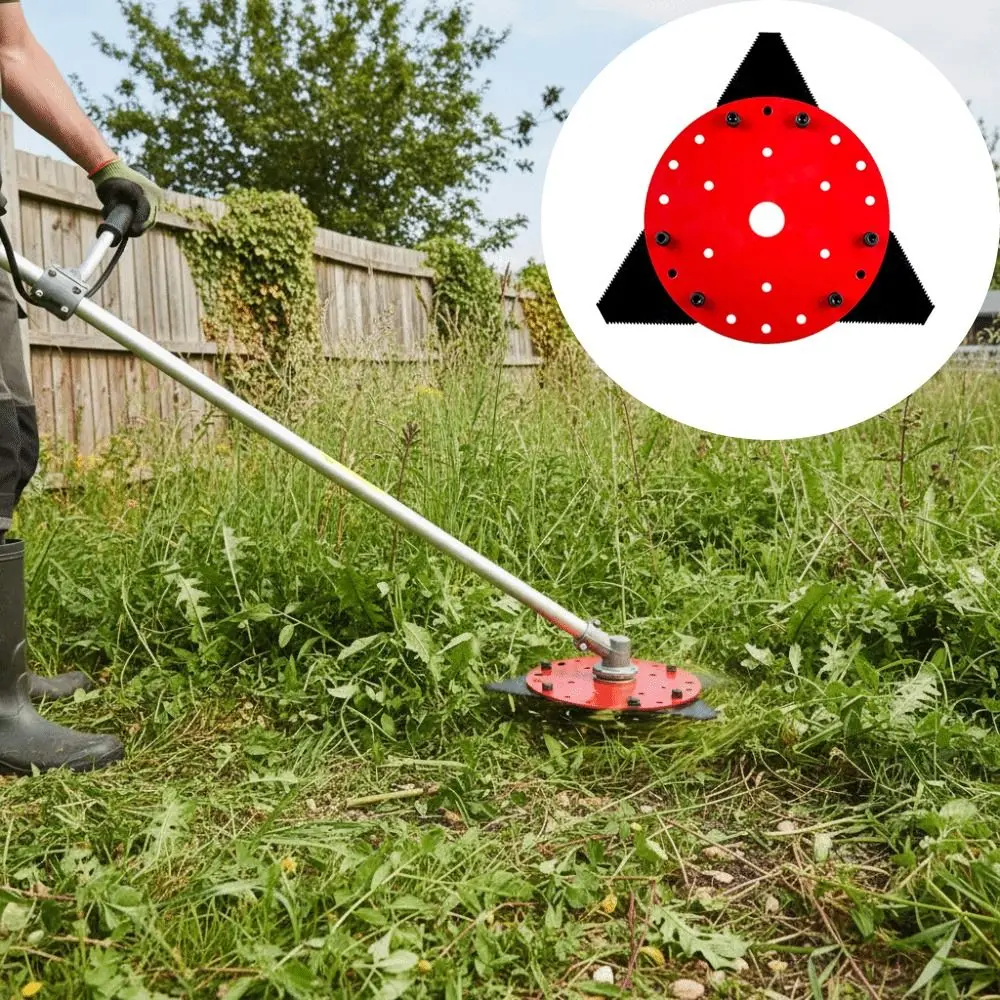 

Multi-Purpose Lawn Mower Blades Red Plate Multi-Angle Range Grass Removal Tool Adjustable Range Triangular Shape