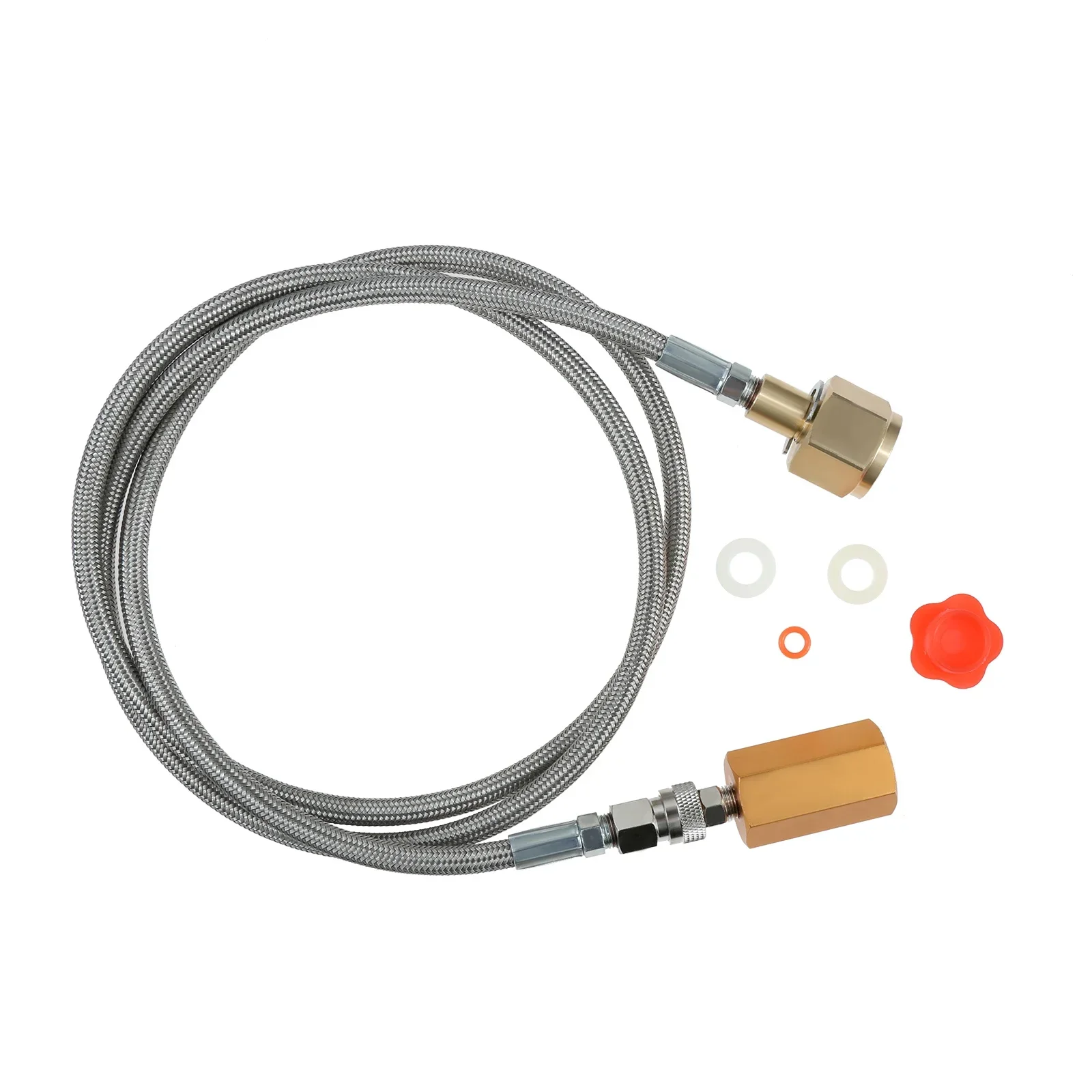 

1set CO2 Adapter 60In Stainless Steel Braided Hose with Gasket CGA320 to M18*1.5 Connect for Soda Water Maker CO2 Cylinder Tank