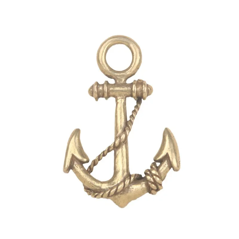 Retro Pure Copper Ship\'s Anchor Figurine Desktop Decor Ornaments Novelty Brass Gothic Pendant for Keychain DIY Accessories Gift