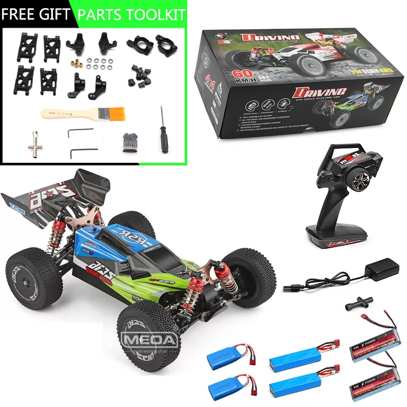 Wltoys 144001 4WD 60 Km/H 고속 레이싱 오프로드 드리프트 자동차 완구 1/14 2.4GHz RC 자동차 업그레이드 브러시리스 모터 75 Km/H 