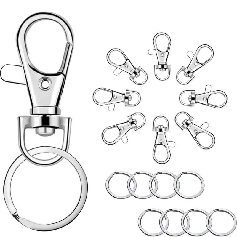 Practical 100x Keychain Hooks with for Key Rings Lobster Claw Clasps Lanyard Jewelry Making DIY Crafts Gift for Friends