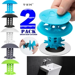 2PACK TXM Drain Hair Catcher vasca da bagno/lavello Drain Hair Catcher,2 in 1 protezione per lo scarico della vasca da bagno per doccia