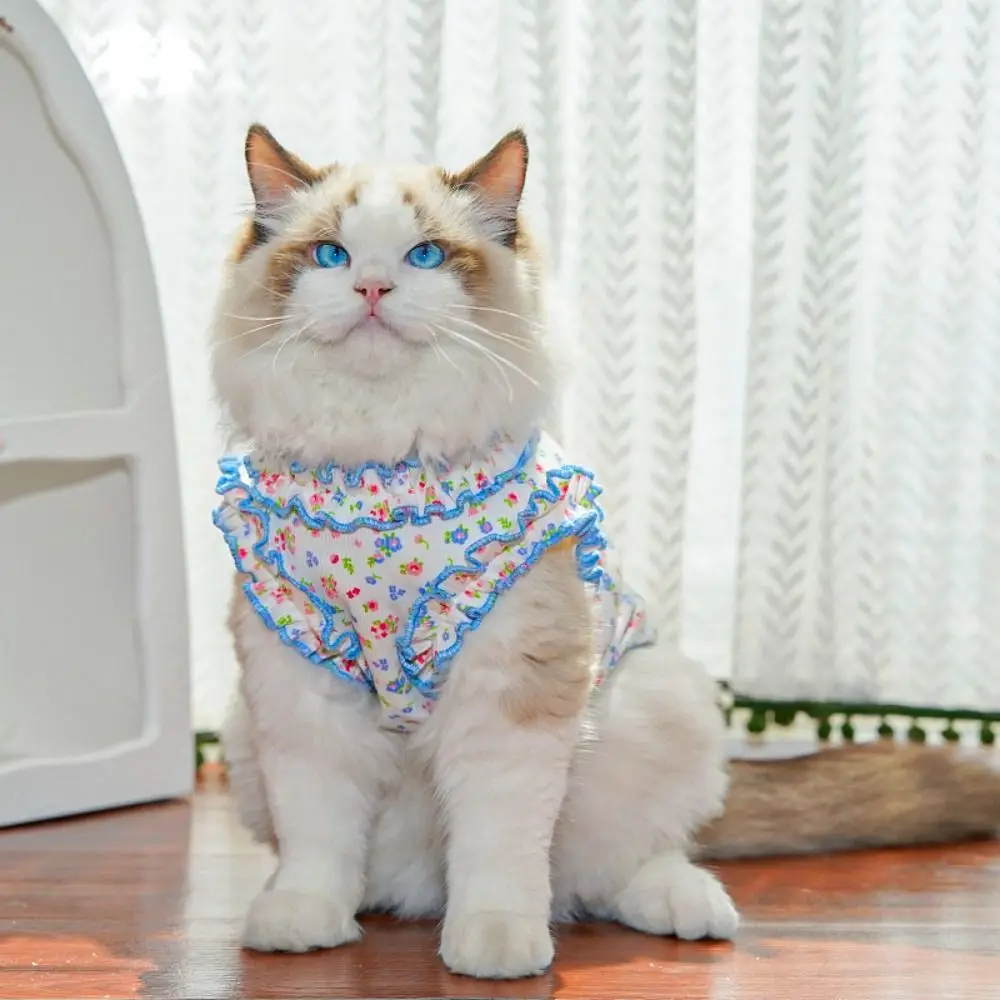 Fashion Cute Puppy Floral Vest Soft Breathable Pet Princess Dress Thin Design Cat Cake Skirt For Dogs and Cats
