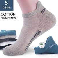 5 Pairs High Quality Men Ankle Socks Breathable Cotton Sports Socks Mesh Casual Athletic Summer Thin Cut Short Sokken Plus Size