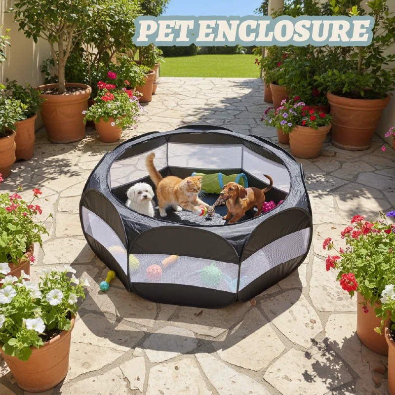 

Foldable Portable Small Animal Playpen with Cover for Chicks Puppies Kittens & Other Small Pets Indoor/Outdoor Enclosure